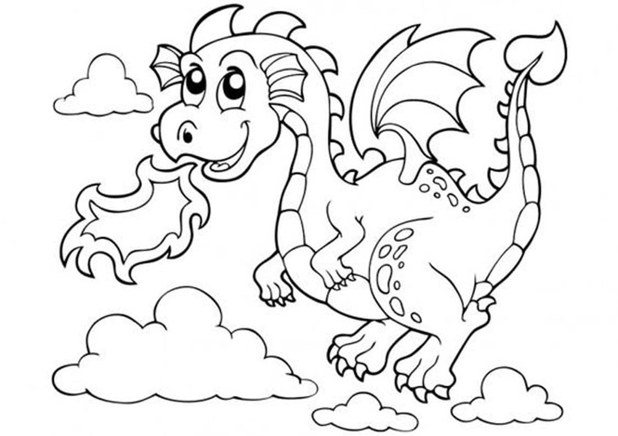 Free easy to print dragon coloring pages