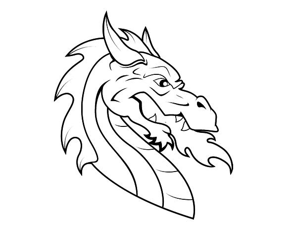 European dragon head coloring page