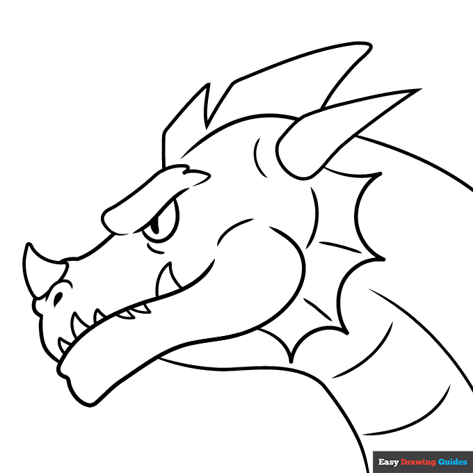 Easy dragon head coloring page easy drawing guides