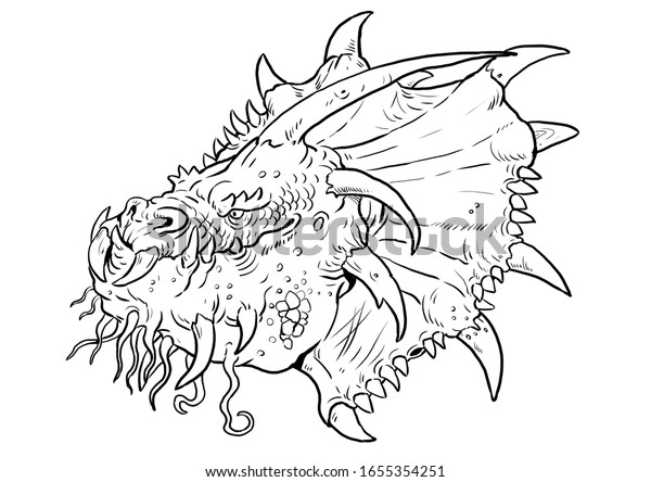 Hakuun dragon head coloring page outline illustration liittyvã kuvituskuva