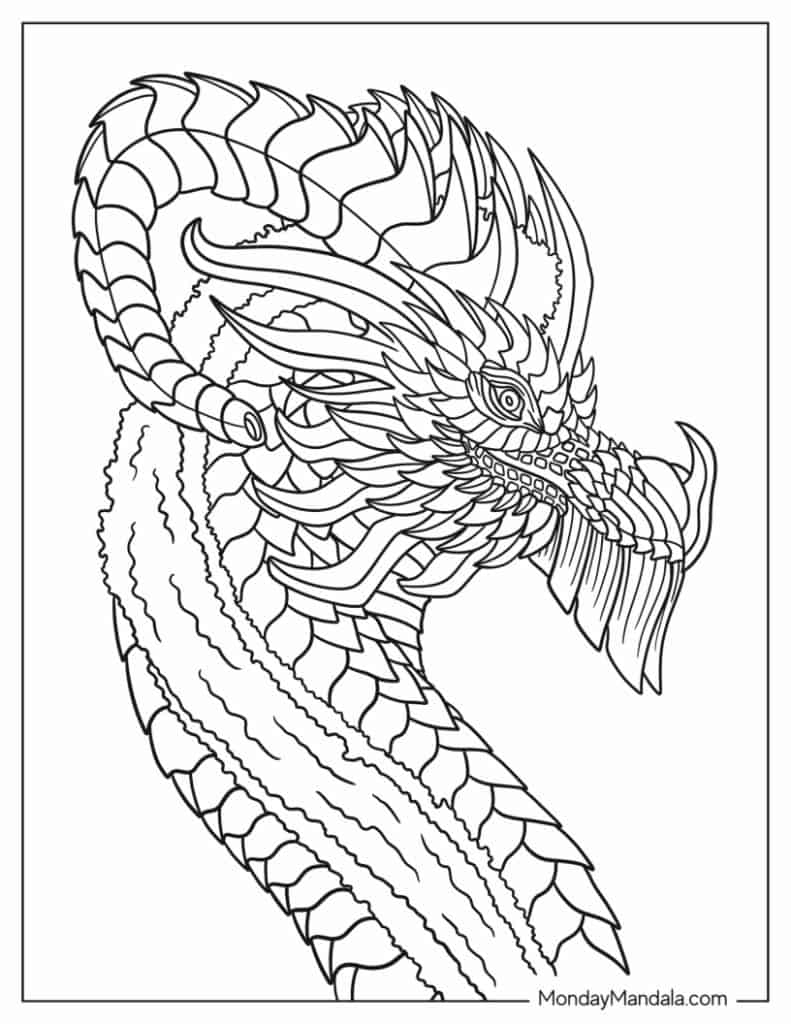 Dragon coloring pages free pdf printables