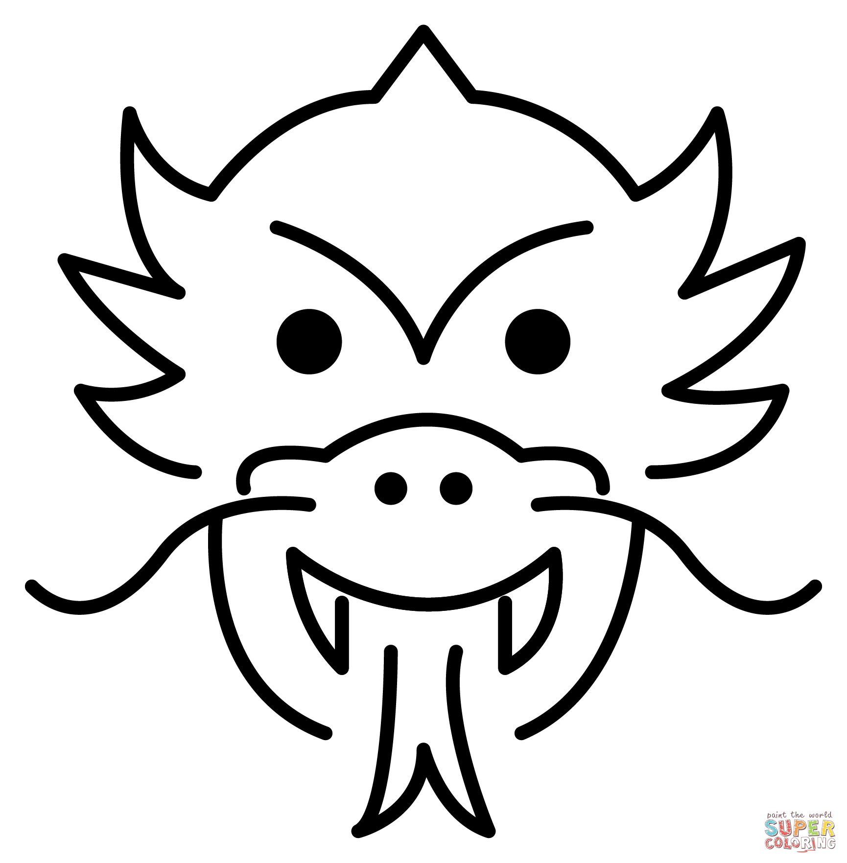 Dragon face emoji coloring page free printable coloring pages