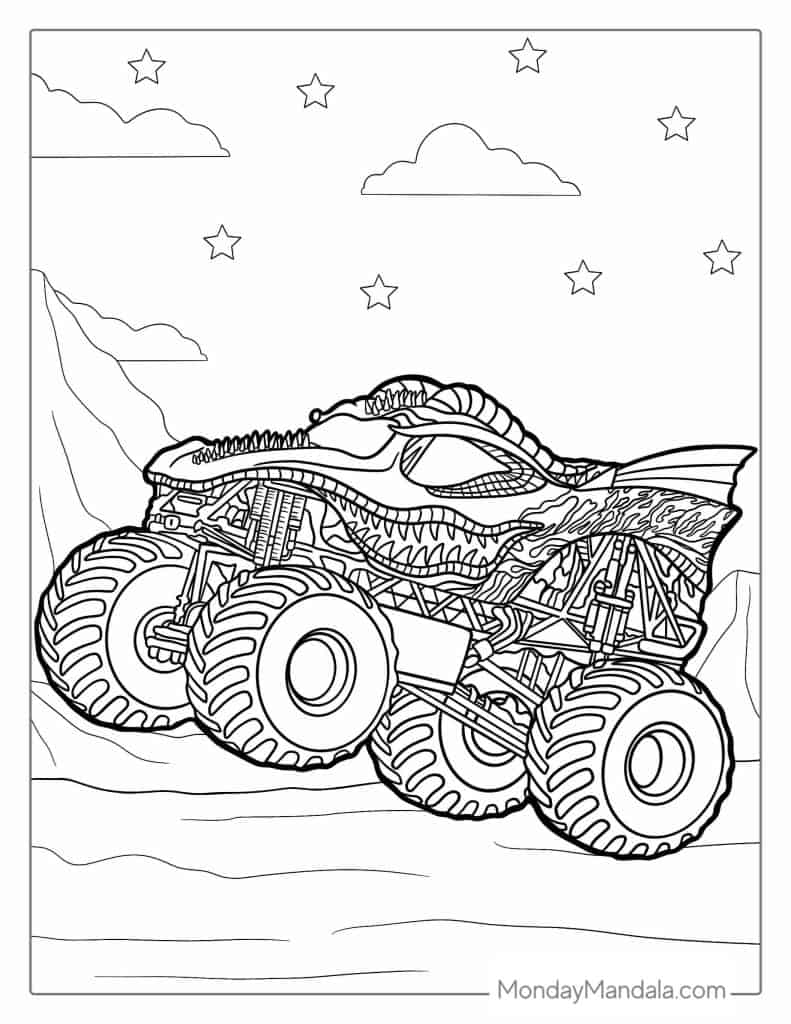 Monster truck coloring pages free pdf printables