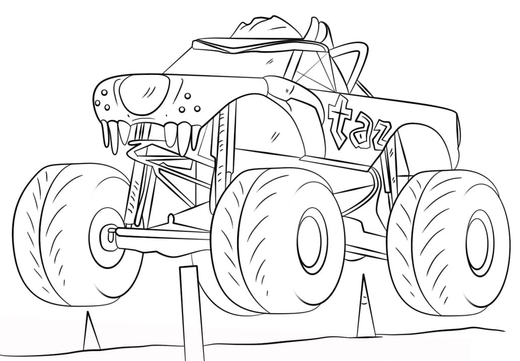 Taz monster truck coloring page