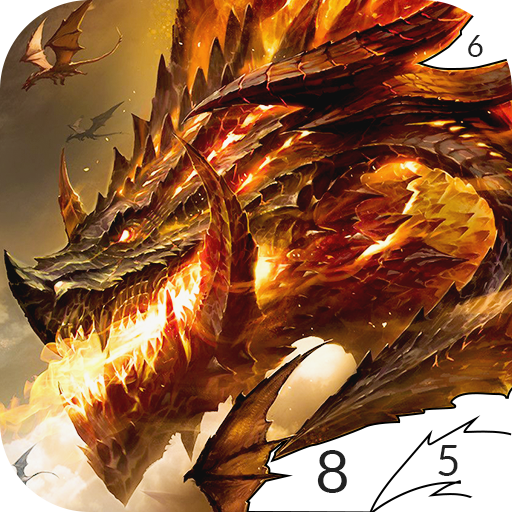 Dragon color by number game