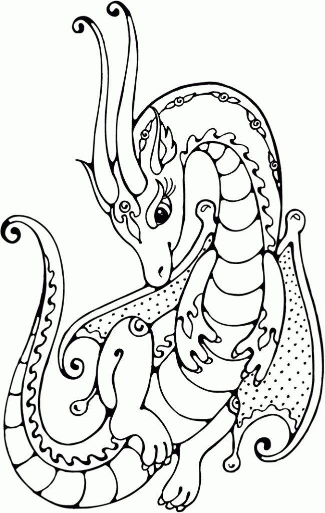 Dragon coloring pages for adults