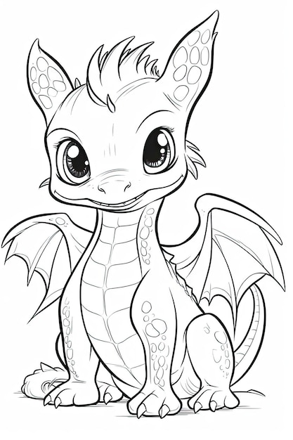 Premium ai image dragon coloring pages for kids and adults