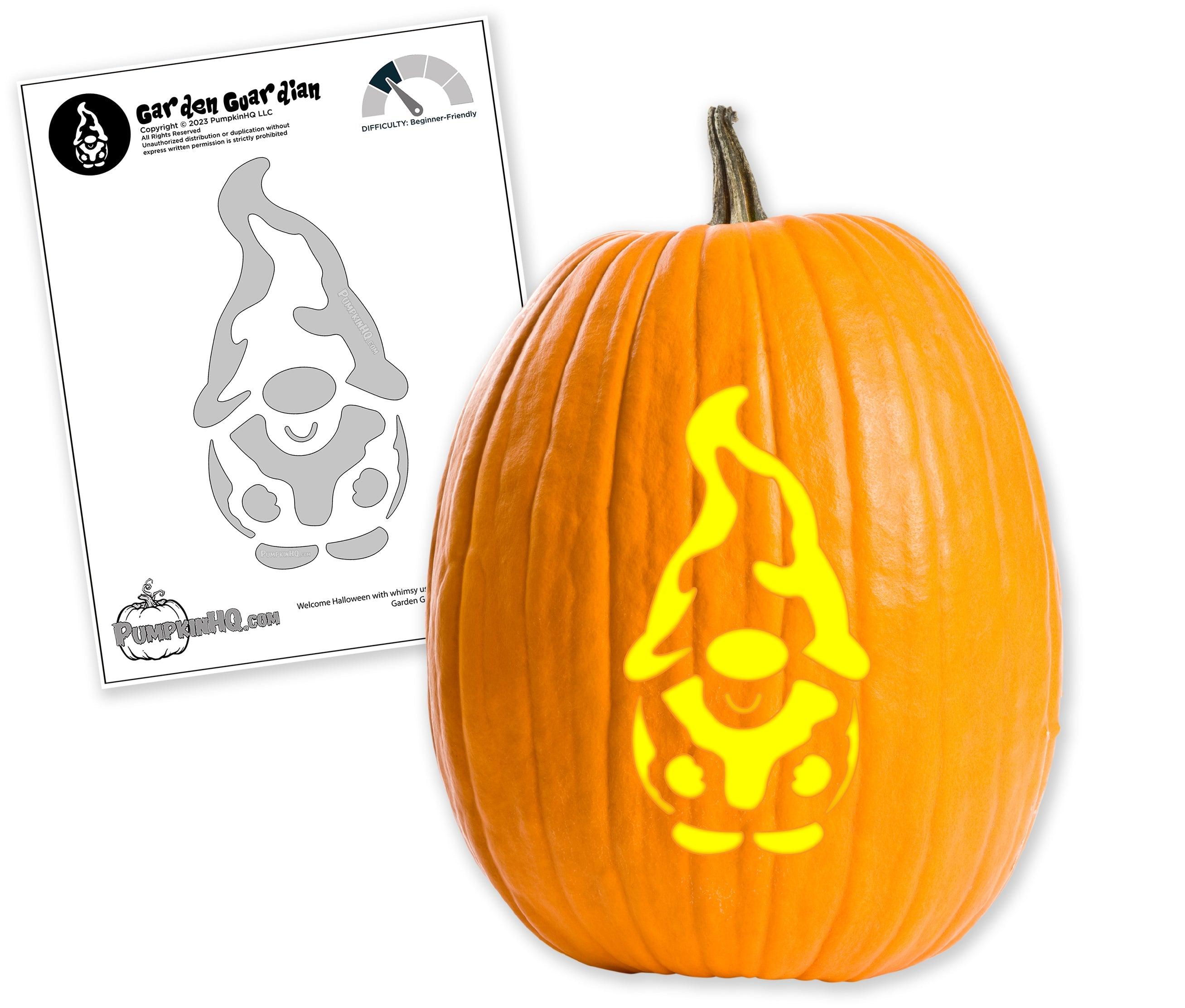 Gnome friend pumpkin carving stencil