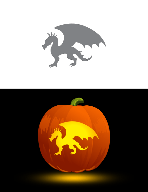 Printable simple dragon pumpkin stencil