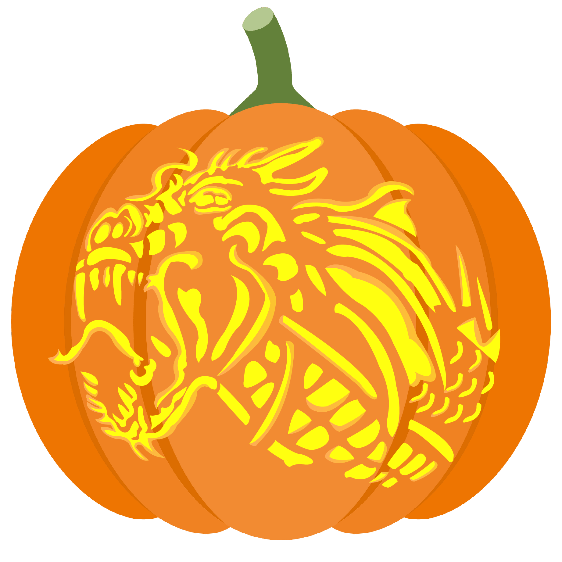 Dragon with long tongue pumpkin stencil free printable papercraft templates