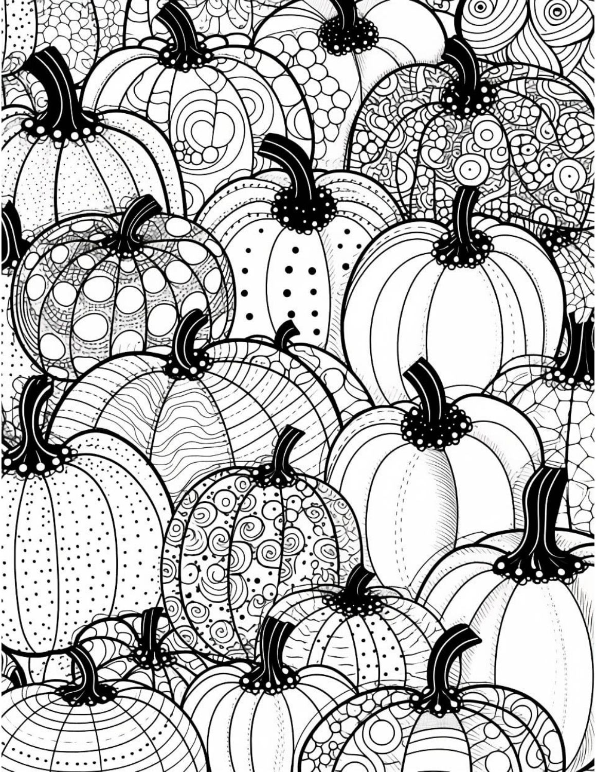 Pumpkin coloring pages for kids and adults