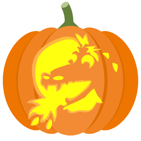 Dragon breathes fire pumpkin stencil free printable papercraft templates