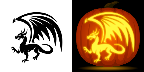 Free dragon pumpkin stencil