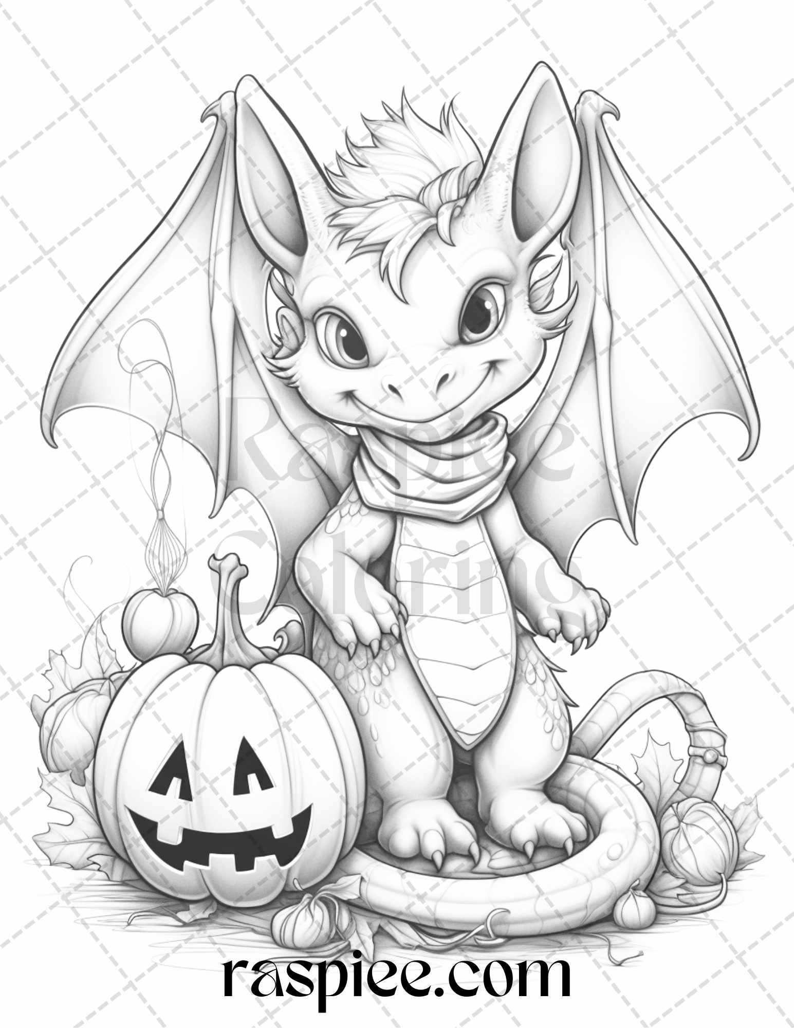 Cute pumpkin dragons graycale coloring pages for adults and kids p â coloring