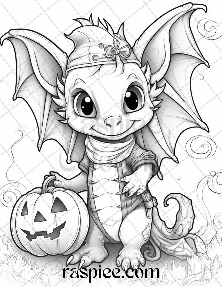 Cute pumpkin dragons graycale coloring pages for adults and kids p coloring book art baby dragon art coloring pages