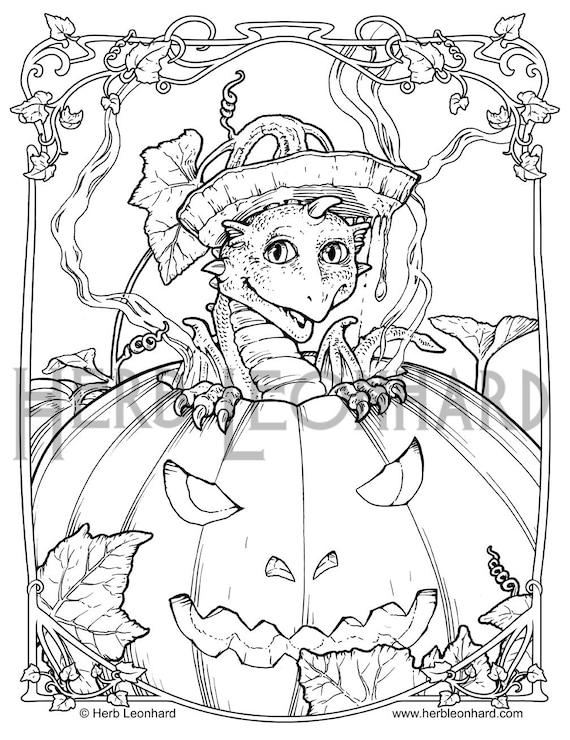 Halloween pumpkin pair dragonkitten coloring page herb leonhard