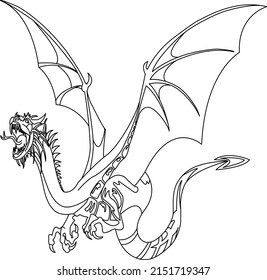 Dragon coloring page line art stock vector royalty free