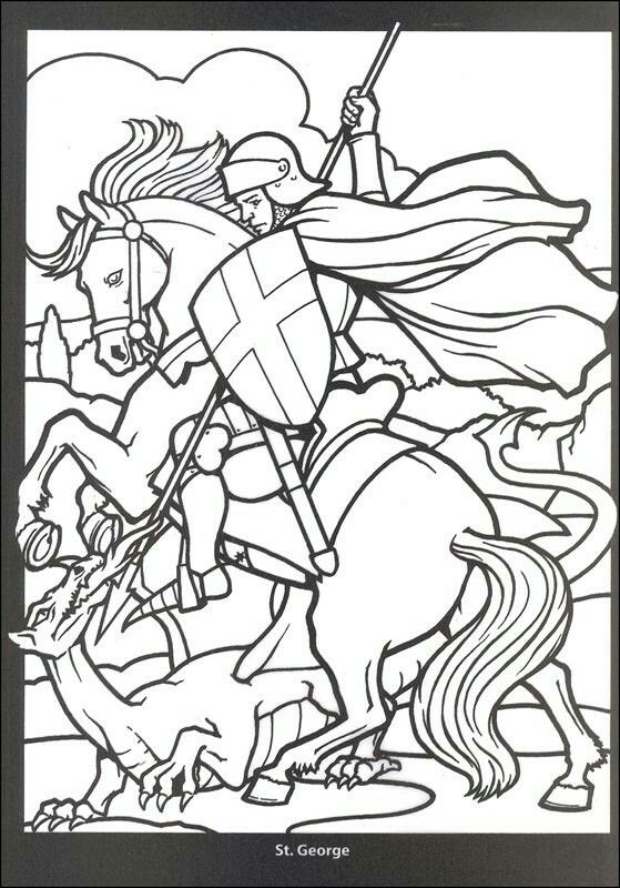 Pin by byna allen on royal coloring pages saint george and the dragon medieval stained glass