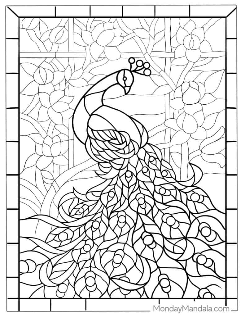 Stained glass coloring pages free pdf printables