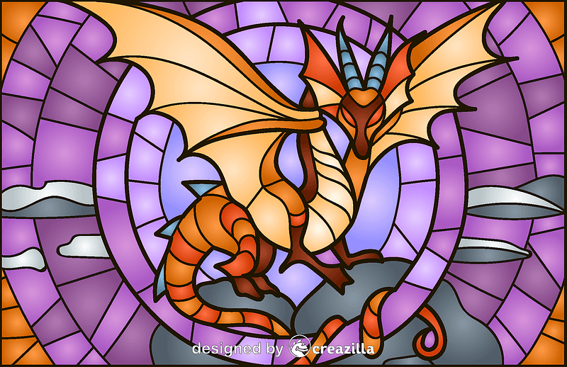 Dragon stained glass style illustration vector free download