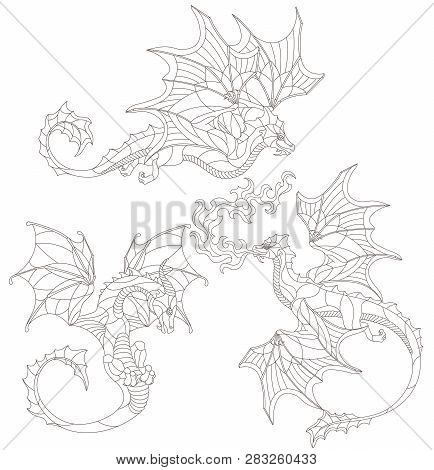 Set stained glass vector photo free trial bigstock