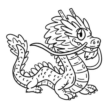 Premium vector a cute and funny coloring page of a dragon with a year of the standing dragon provides hours of coloring fun for children color this page is very easy