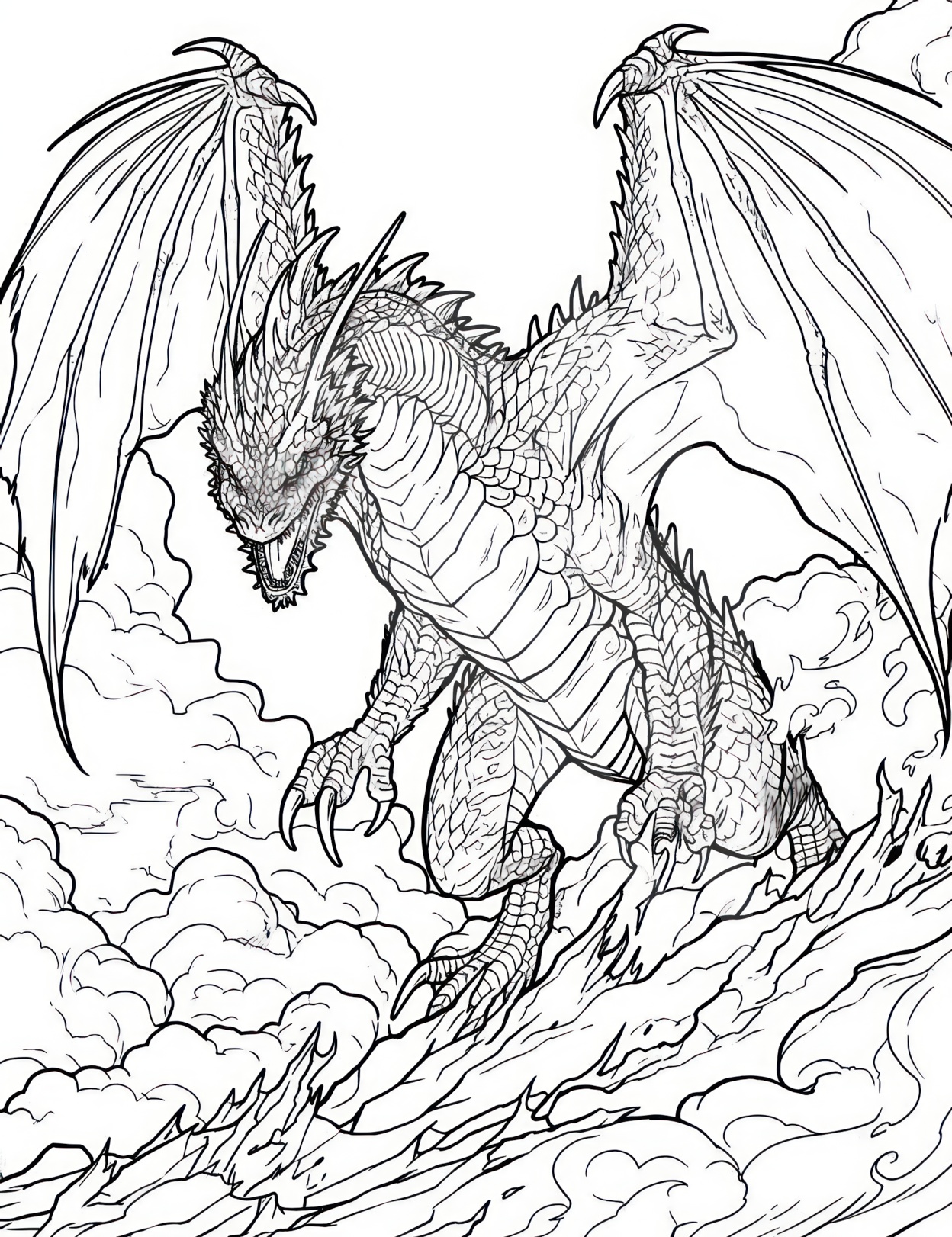 Majestic dragon coloring pages for kids and adults