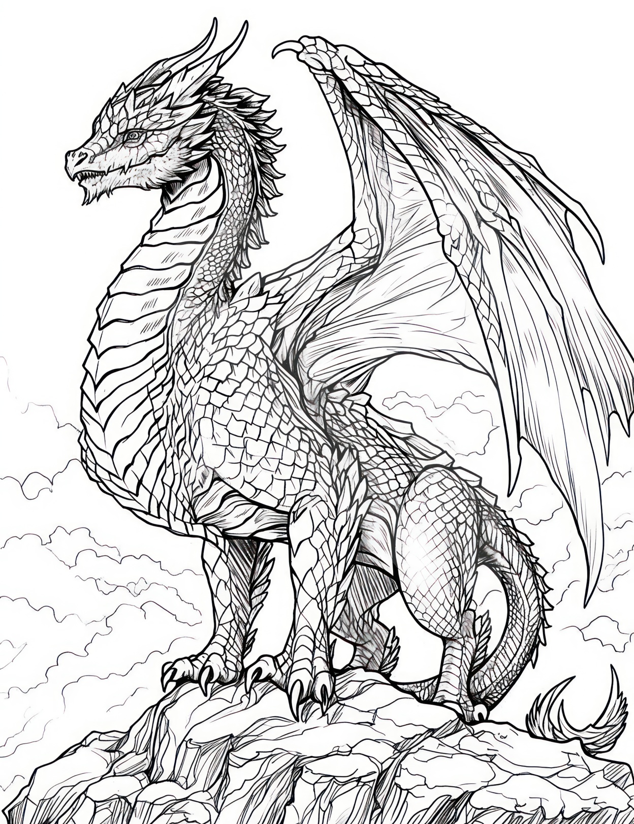 Majestic dragon coloring pages for kids and adults