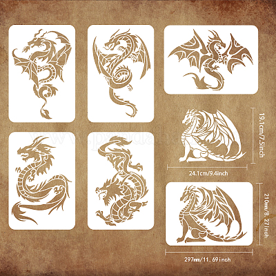 Wholesale fingerinspire pcs dragons stencil xcm plastic dragon drawing painting stencils reusable flying dragons stencils dragon template sets stencil for painting on wood