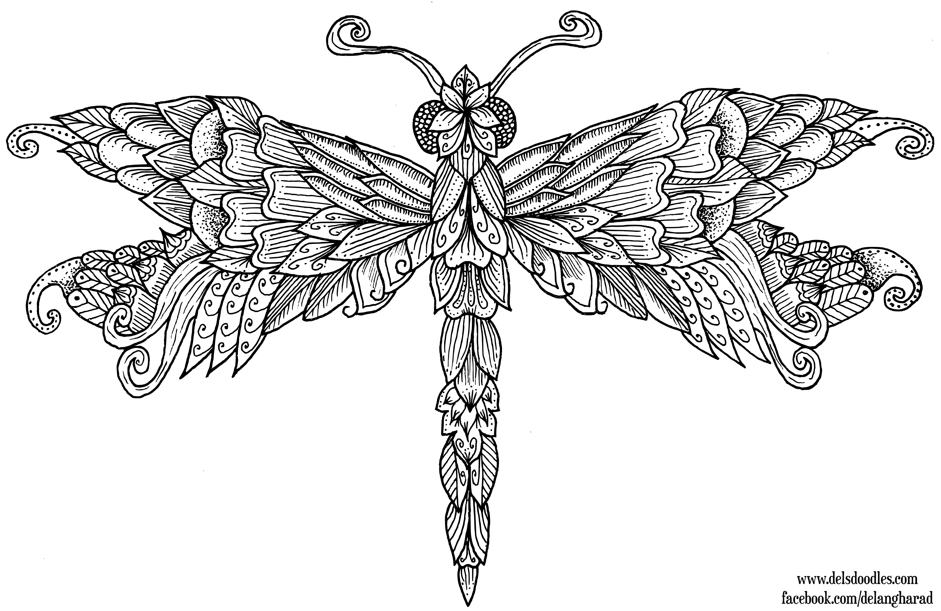 Dragonfly colouring page by welshpixie on