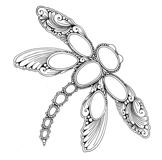 Dragonfly gem printable coloring worksheet