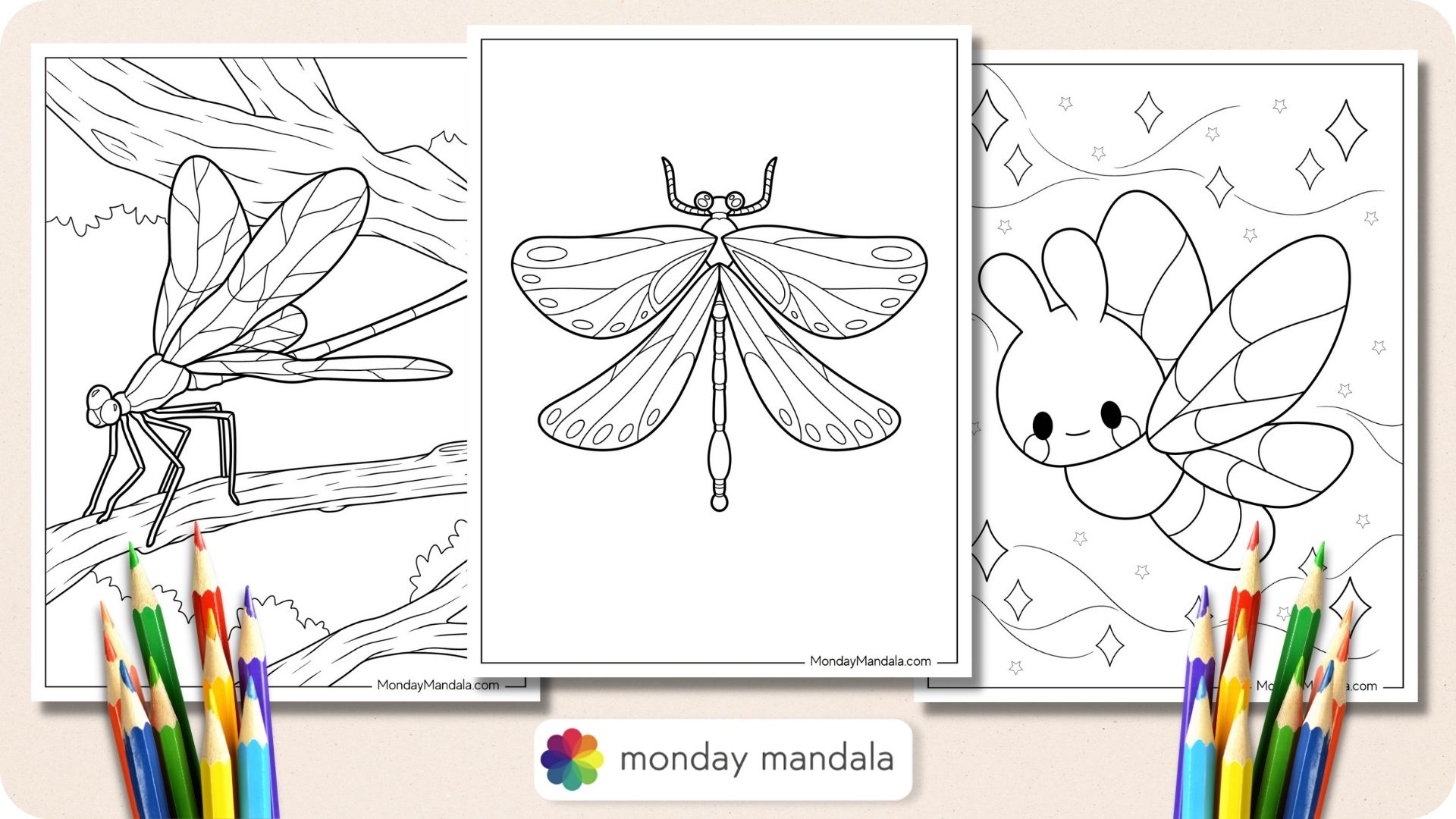 Dragonfly coloring pages free pdf printables