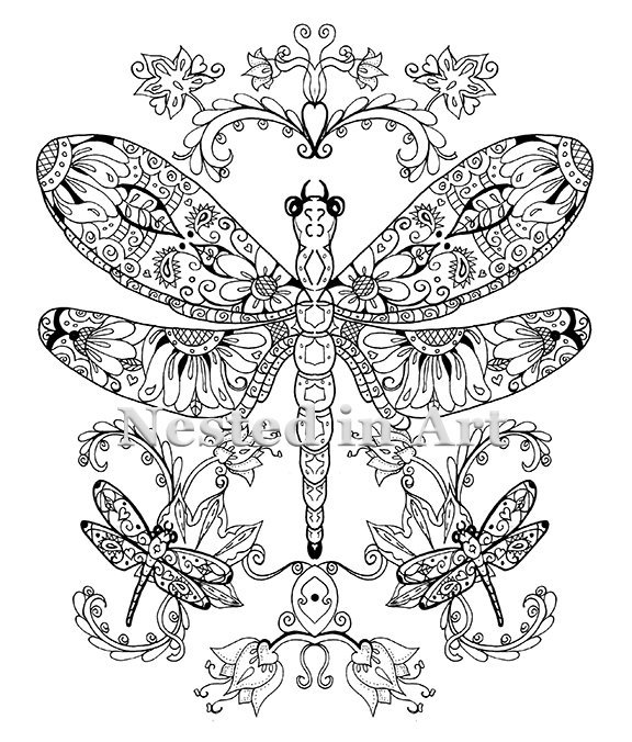 New dragonfly dragonflies digital download coloring page download now