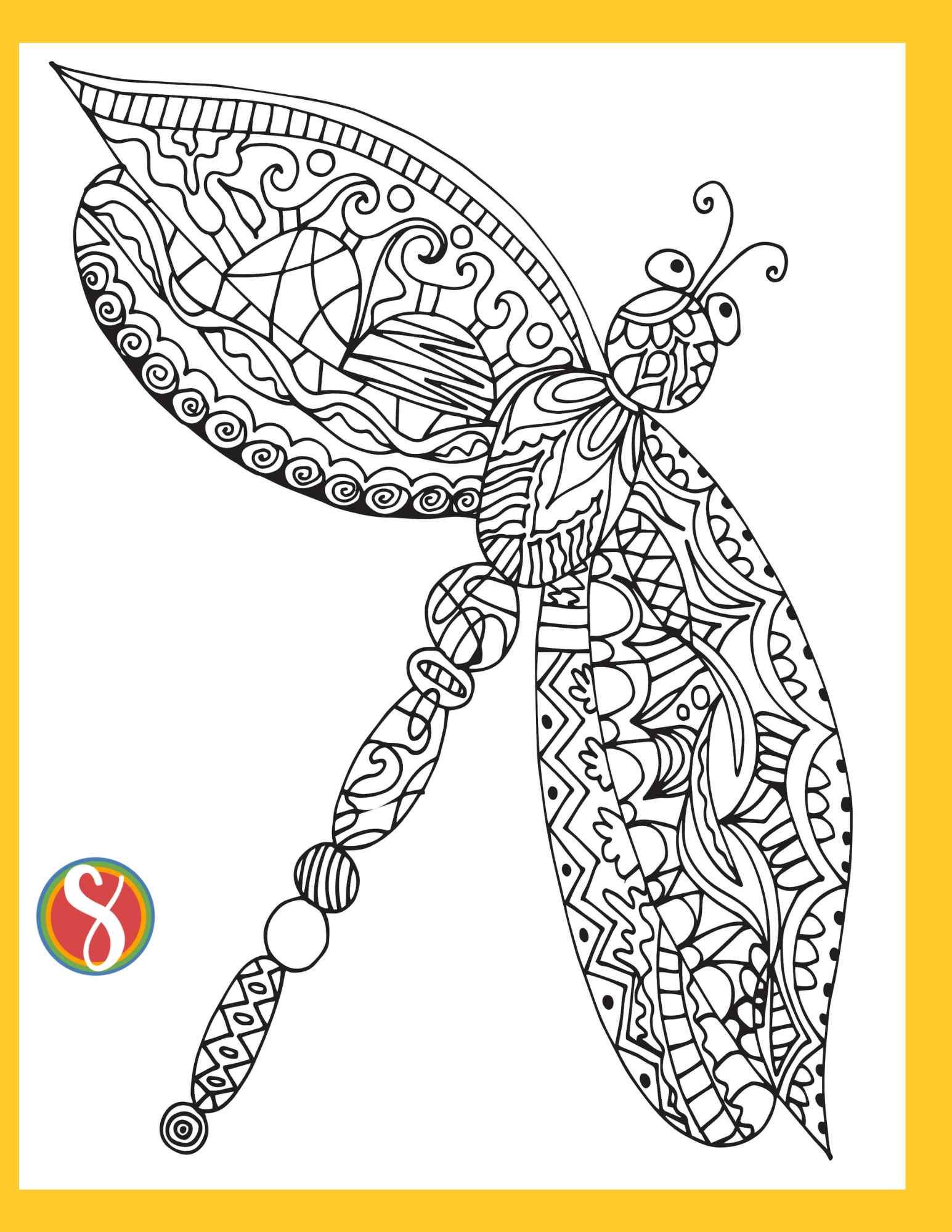 Free dragonfly coloring pages â stevie doodles