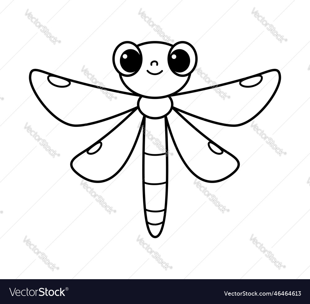 Cute dragonfly coloring page cartoon royalty free vector