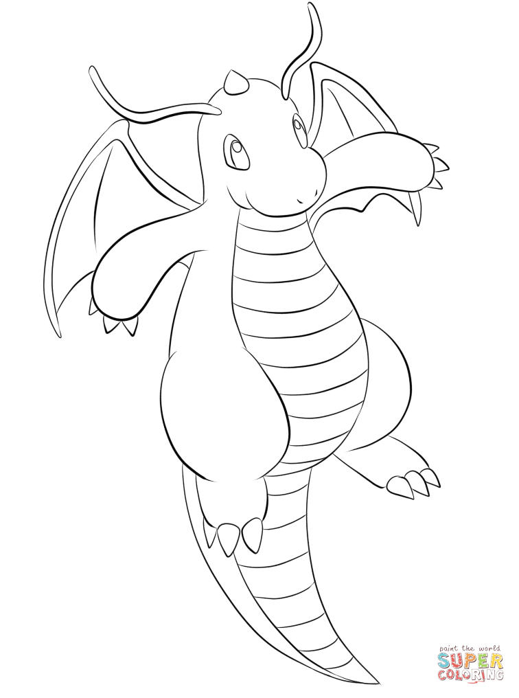 Dragonite coloring page free printable coloring pages