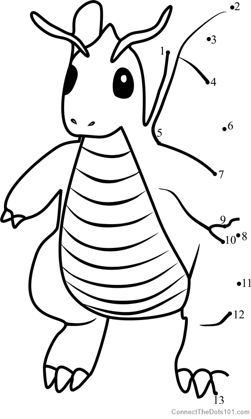 Dragonite pokemon go dot to dot printable worksheet