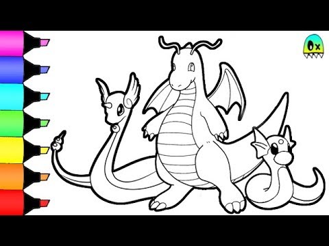 Pokemon coloring pages dratini dragonair and dragonite colouring videos for kids