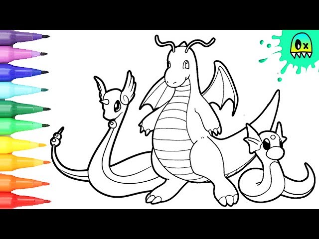 Pokeon coloring pages dragonite i fun coloring videos for kids