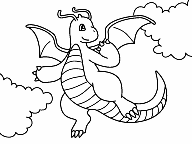 Free coloring page aug dragonite pokemon