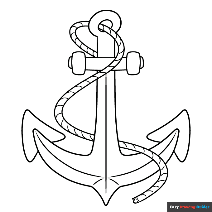 Anchor coloring page easy drawing guides