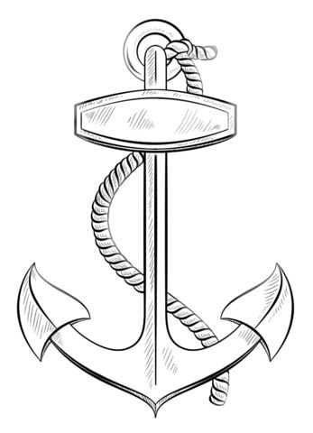 Anchor with rope coloring page free printable coloring pages drawing tutorials for kids anchor drawings drawings