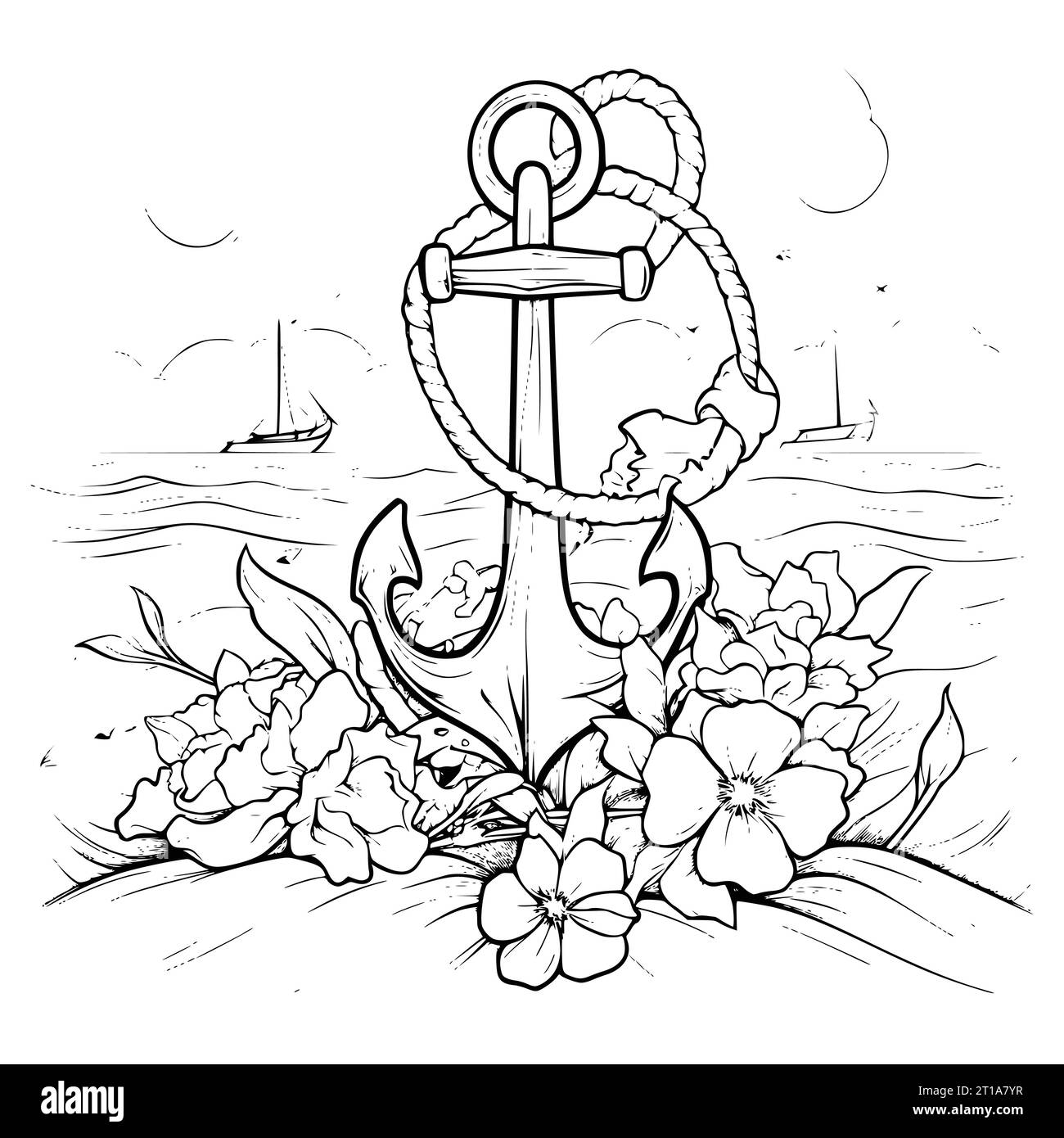 Anchor coloring pictures black and white stock photos images