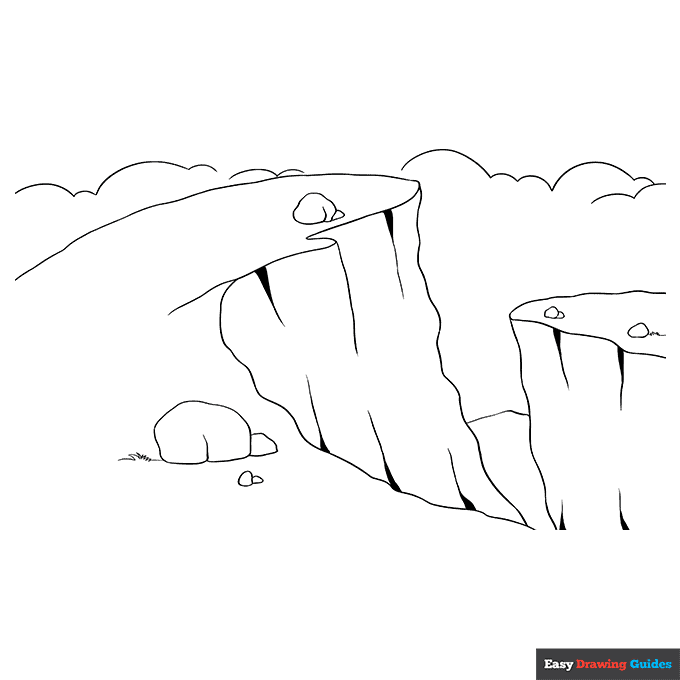 Cliff coloring page easy drawing guides