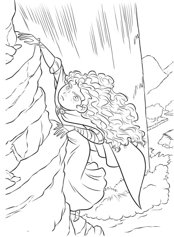 Merida climbing a cliff coloring page