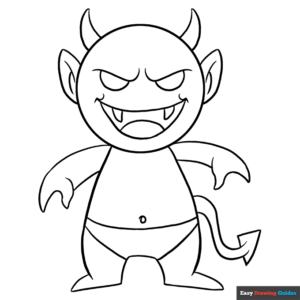 Demon coloring page easy drawing guides