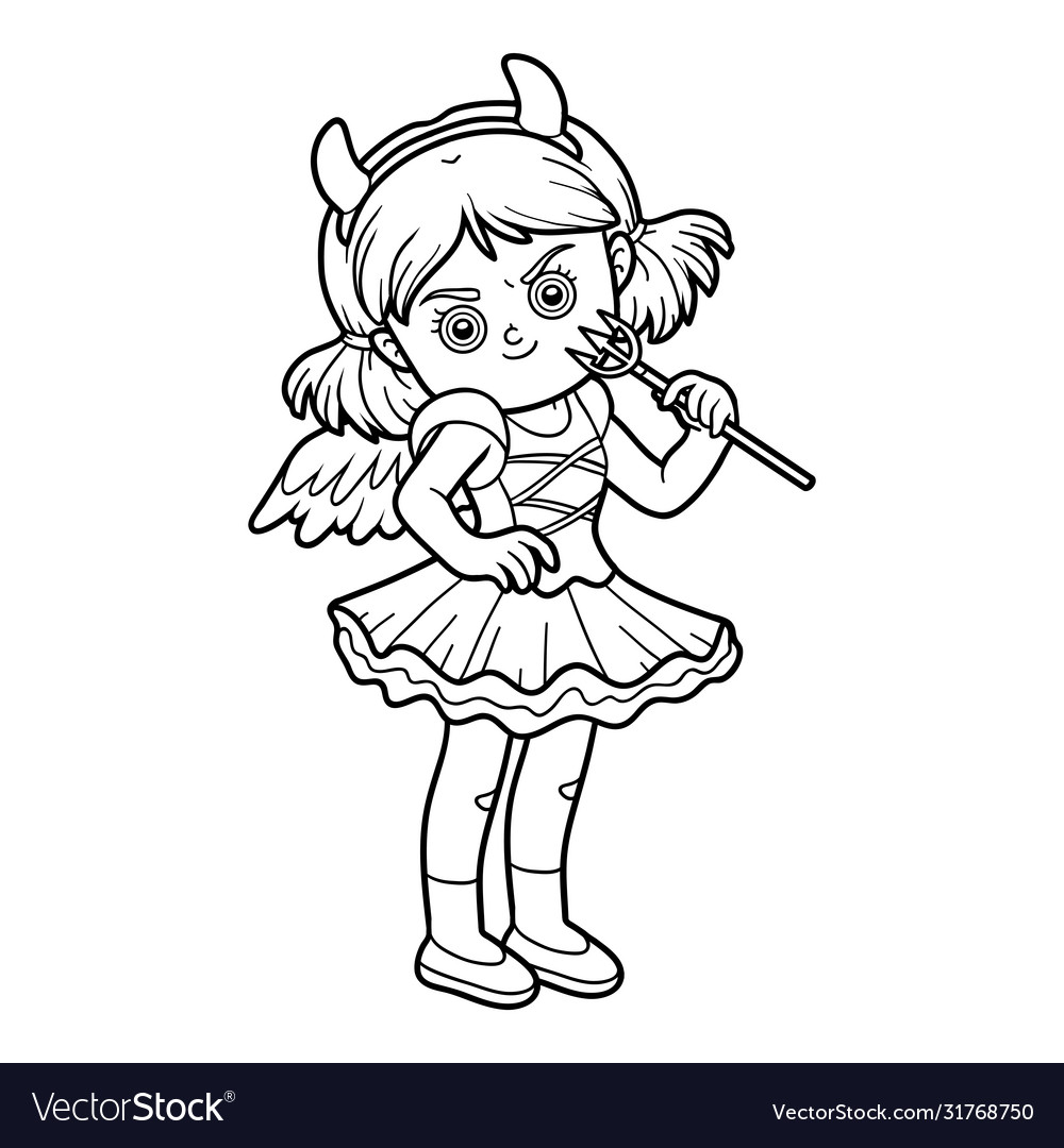 Coloring book devil girl royalty free vector image