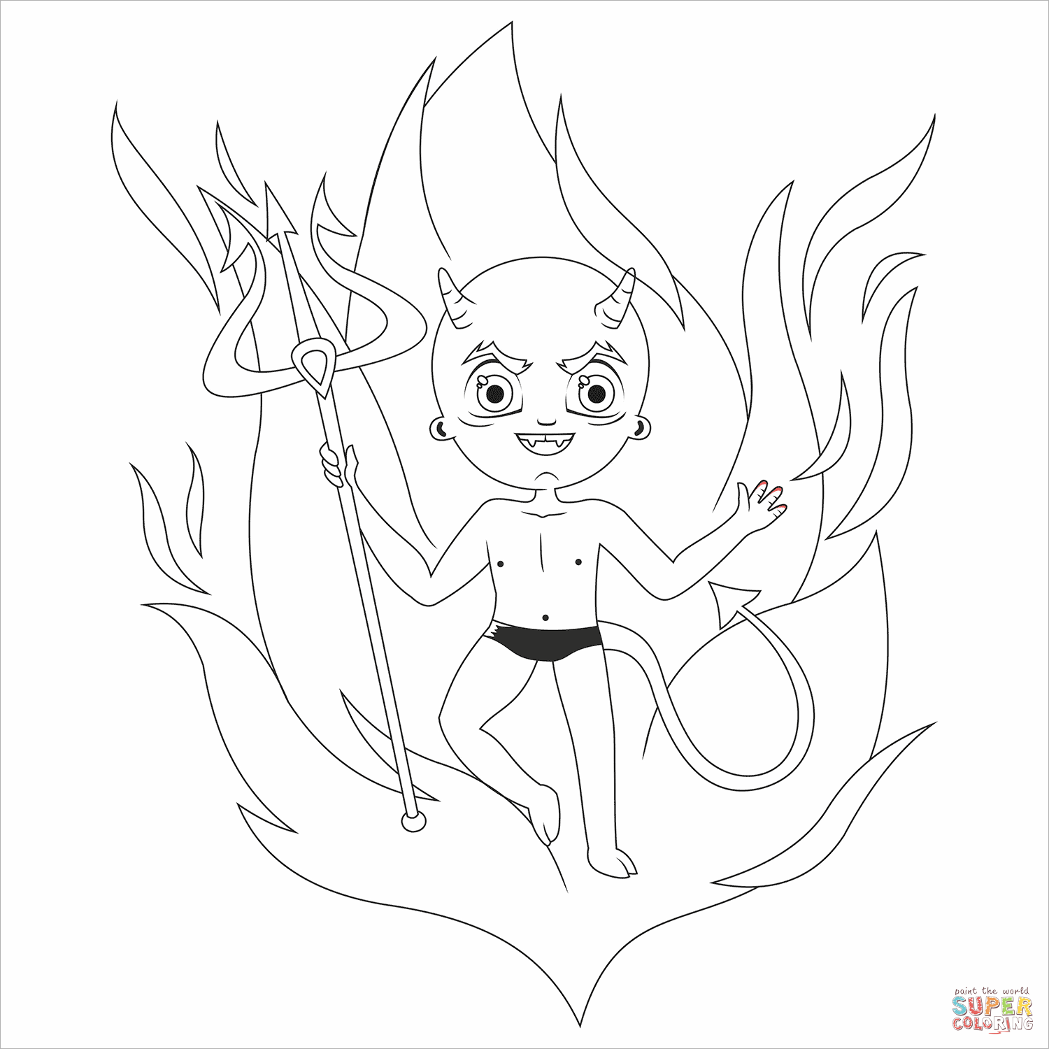 Little devil coloring page free printable coloring pages