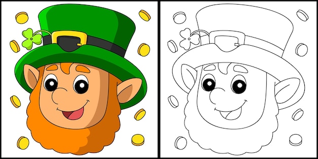 Premium vector st patricks day leprechaun coloring page vector