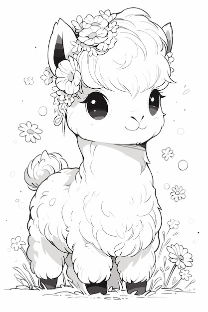 Premium vector alpaca line art coloring pages for children clean and simple designs